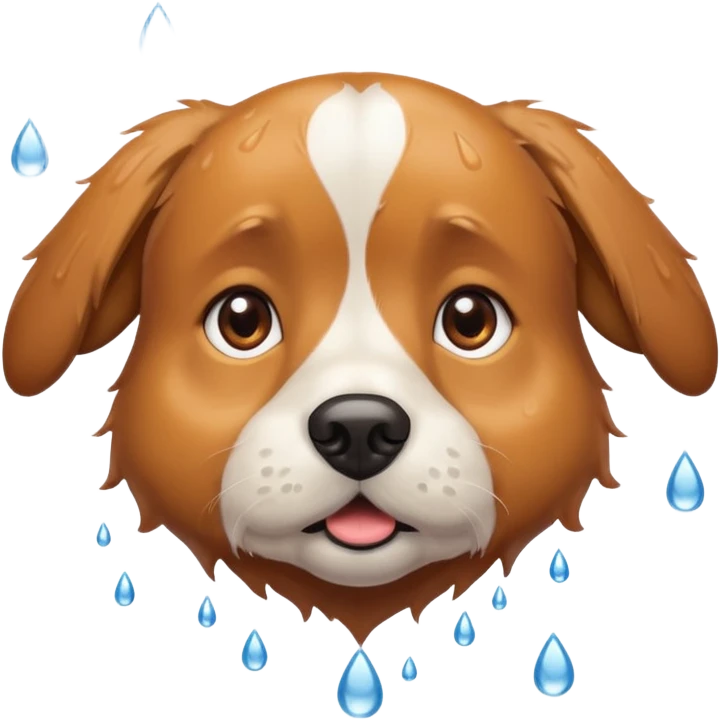a dog looking up at raindrops emoji
