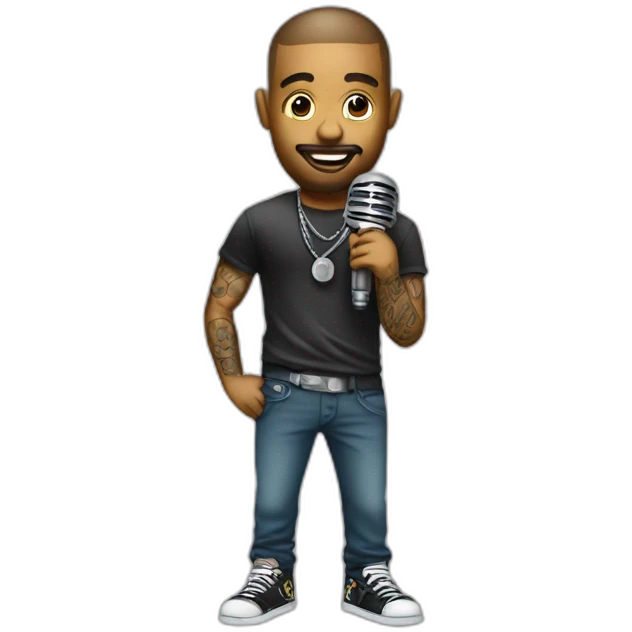 Tattooed hip hop man microphone  emoji