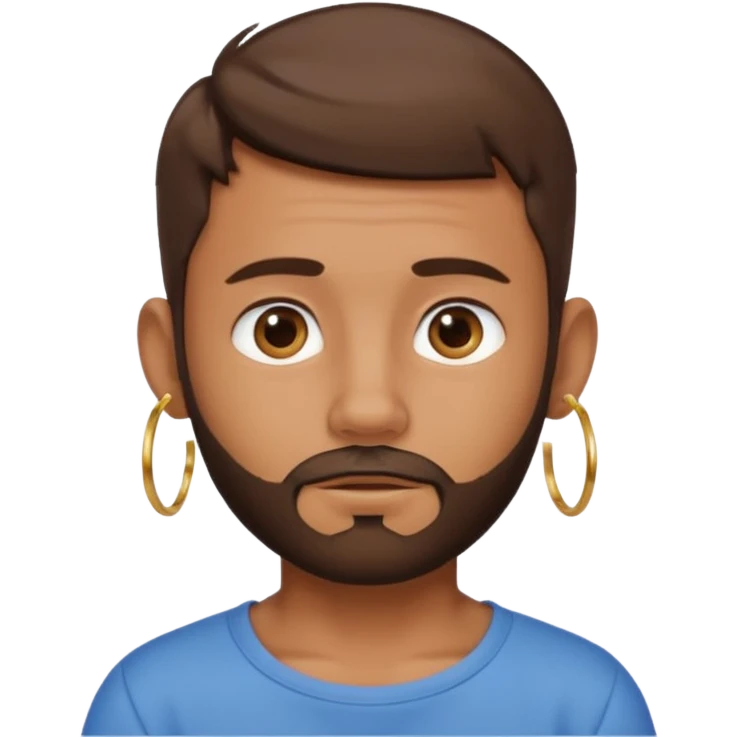 Boy with tanned skin, short brown hair, a sparse beard, and hoop earrings in his ears emoji