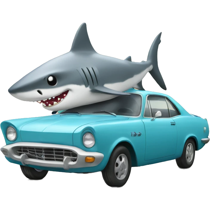 car with a shark hat emoji