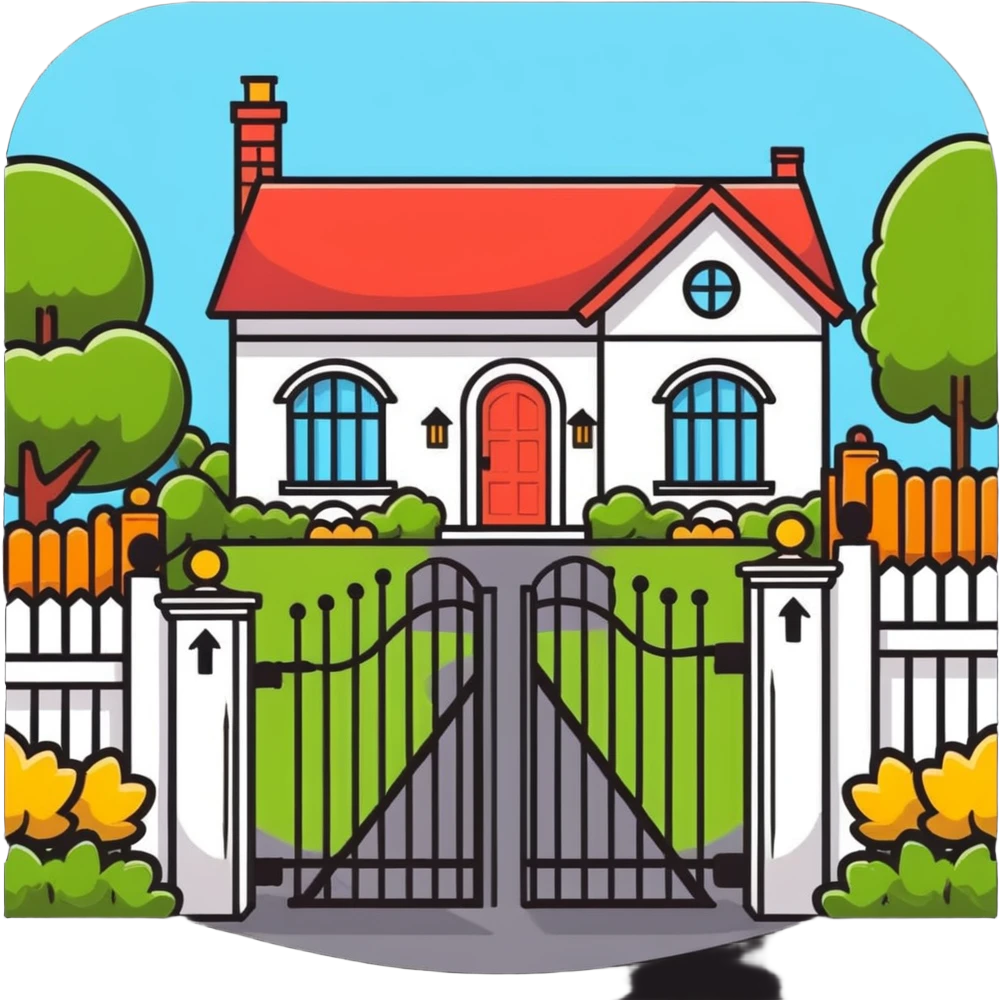 house entrance gate with garden fence emoji