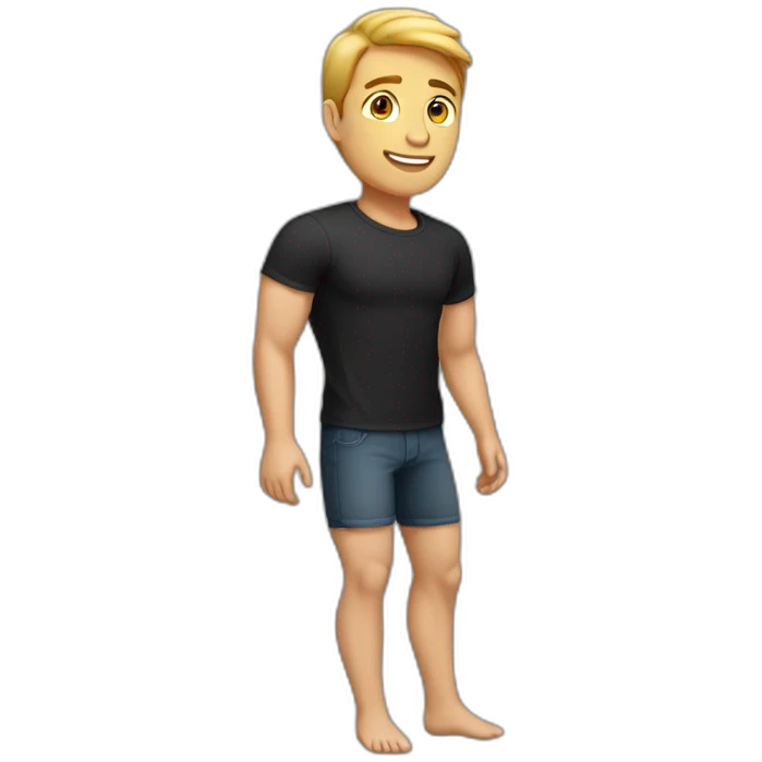 leg extension, male, black shirt emoji