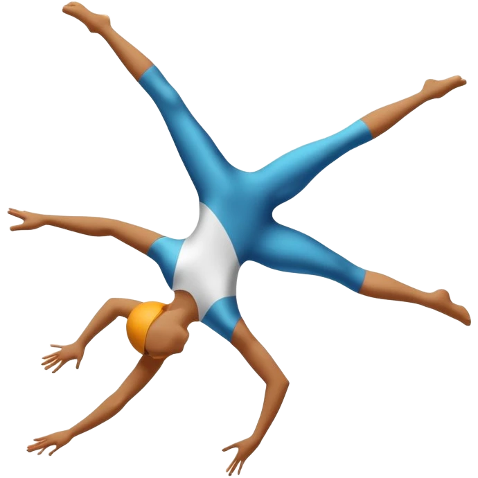 A dynamic emblem symbolizing acrobatic sports, featuring an abstract representation of an acrobat mid-performance, performing a graceful flip or aerial pose. The emblem should incorporate sleek lines and shapes that evoke motion and precision, with a clean, professional look. emoji