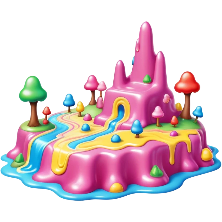 surreal melting SPAM candy land landscape emoji