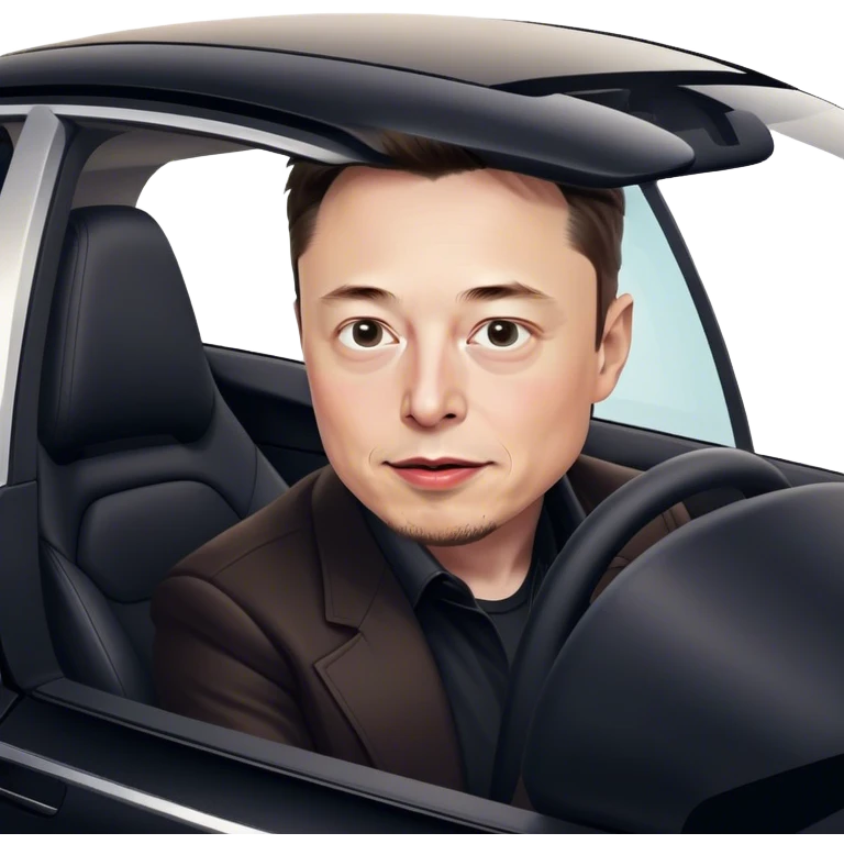 Elon musk in a tesla car emoji