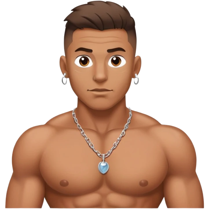 man with visible nipple rings, muscular shirtless guy with nipple piercings emoji