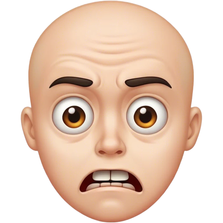 Deranged, concerned, baffled face emoji