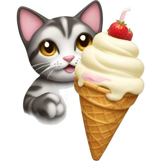 Cat eating ice cream emoji
