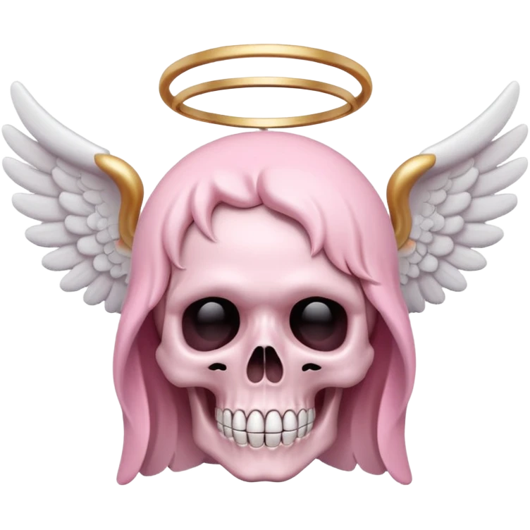 light pink skull with angel halo emoji