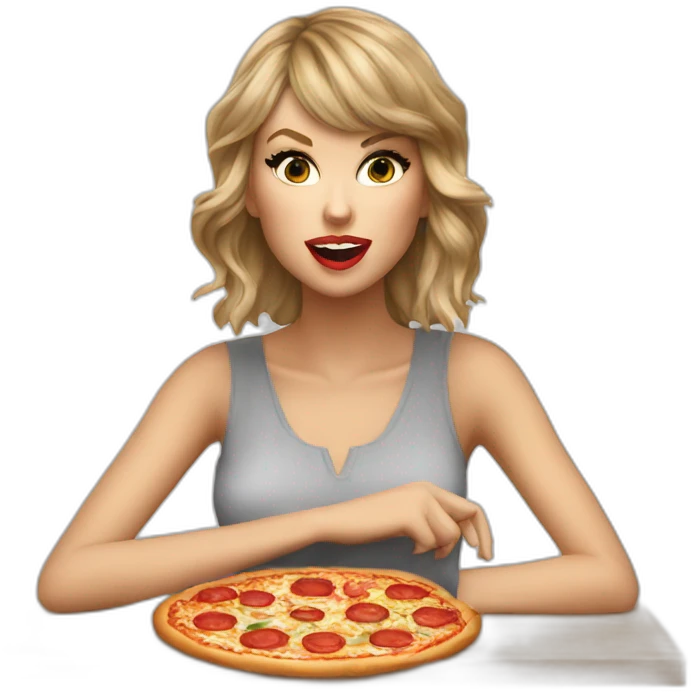 Taylor Swift eating pizza emoji