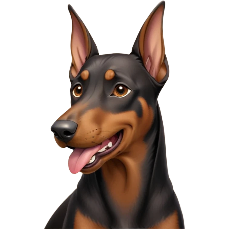 cinematic-cute-yawning-doberman-portrait-emoji,-head-tilted-slightly-with-a-dramatic,-wide-open-yawn,-revealing-a-sleek black and brown fur-with-a-subtle-shimmer,-floppy-ears-slightly-drooping,-round-brown-eyes-barely-open-in-drowsy emoji