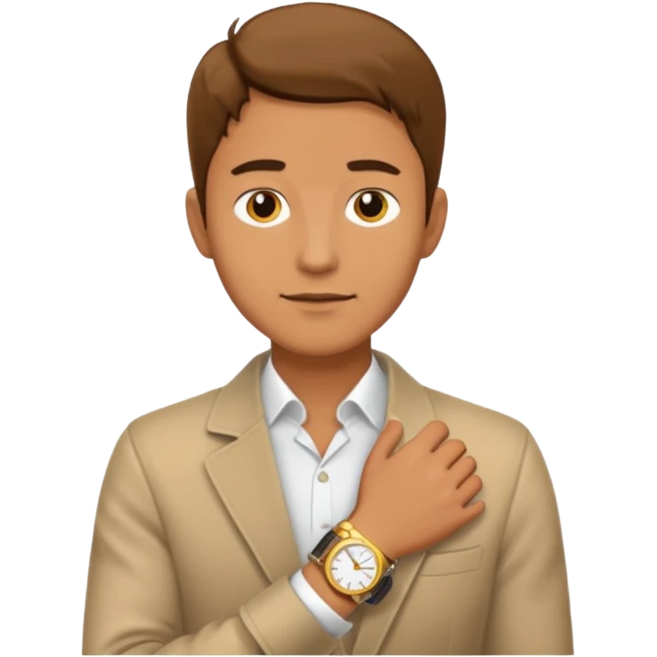 Male wearing watch (open collar) emoji