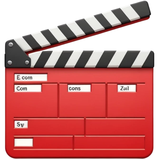 red clapperboard used in filmmaking, cute and stylish design emoji