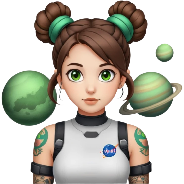 Me, im a 27 year old girl with shoulder length brown hair often half up in space buns with green eyes and tattoos emoji