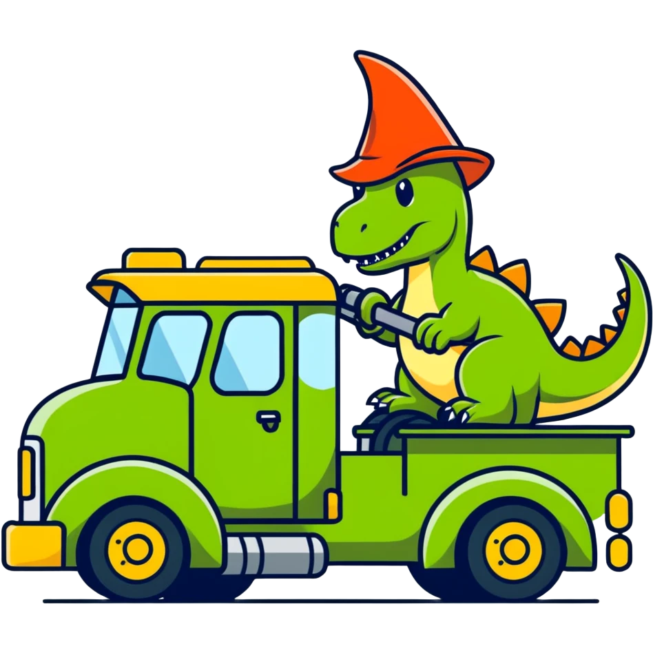 Dinosaur gnome driving a fuel truck  emoji