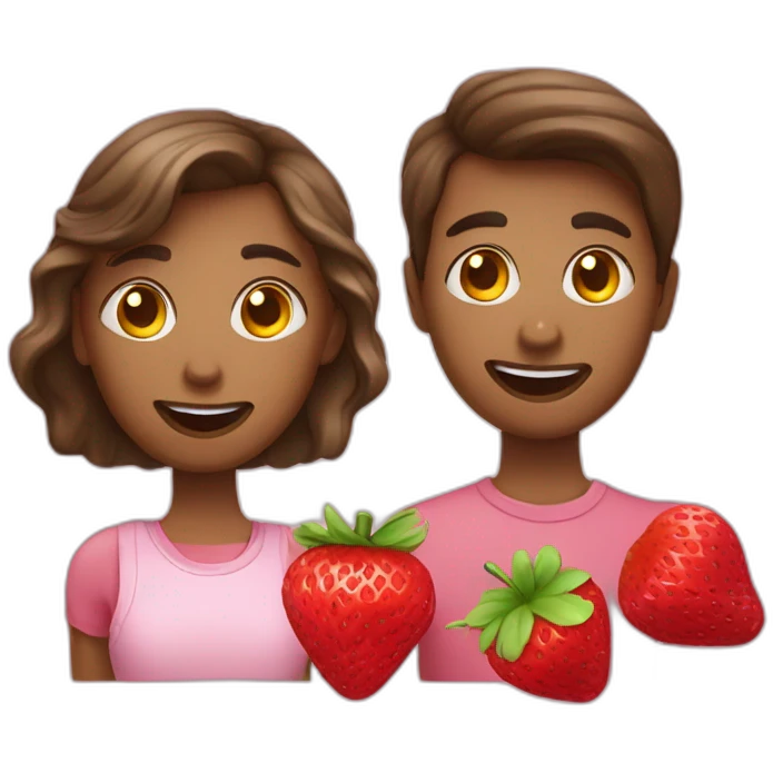 2 personnes mangenat une fraise emoji