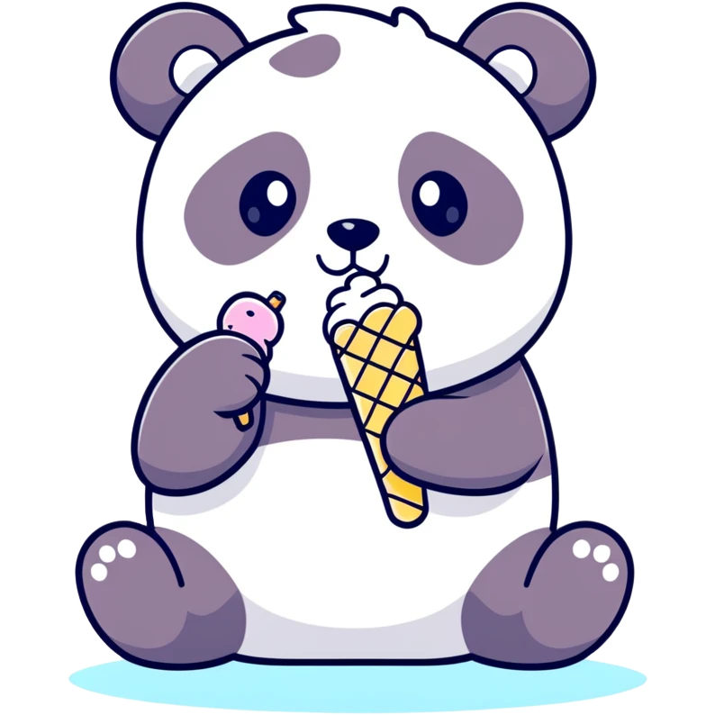 Panda eating ice cream emoji