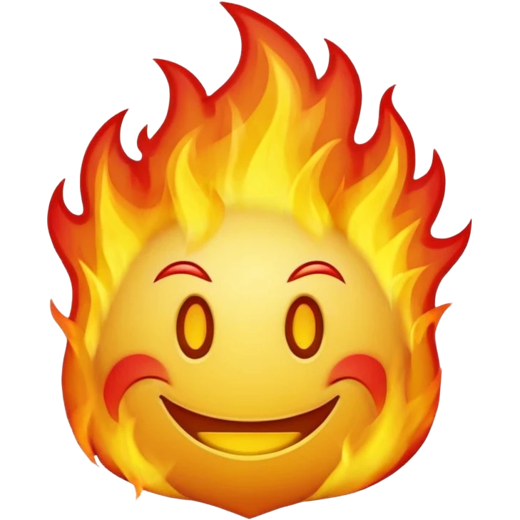 🙂🔥 cobine the two put the fire on topp of the head nothing more nothing less, stop with the ai don’t make it look like a person make it look like an yellow smiley face emoji