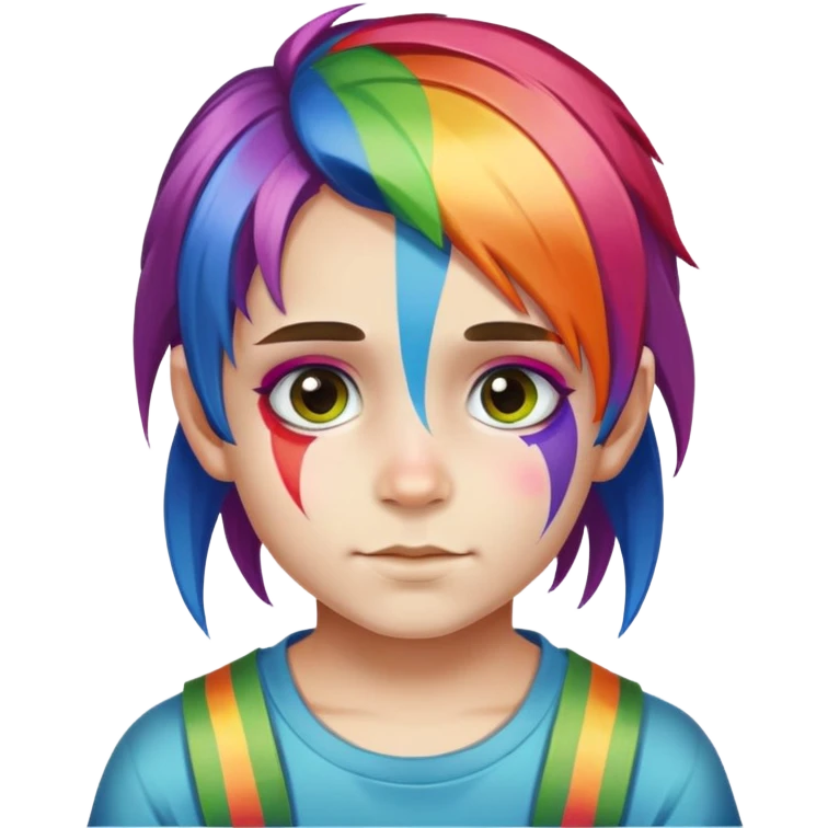 kid with rainbow hair and face paint emoji