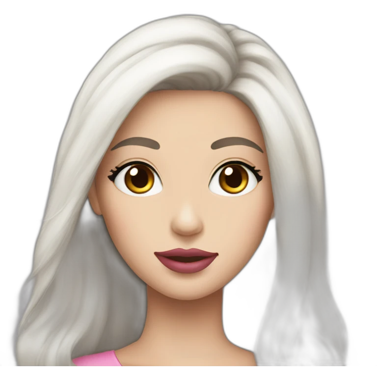 Pretty woman very long dark hair and long face white skin pink lips emoji