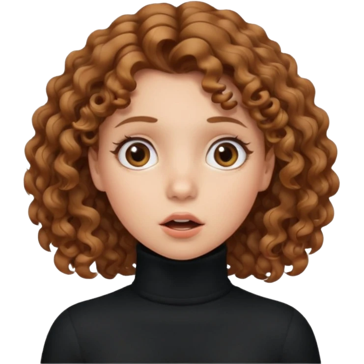 curly light brown haired girl emoji, surprised face, apple style emoji
