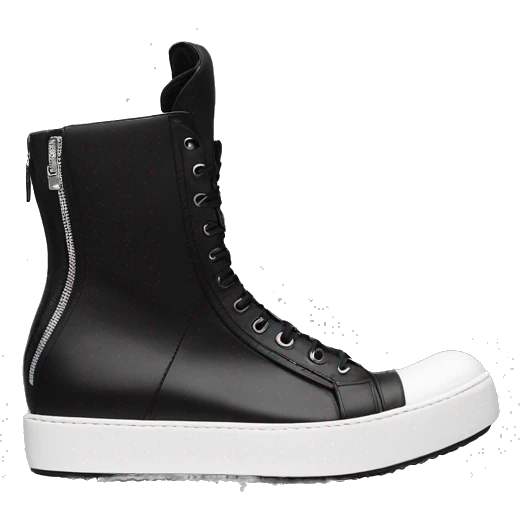 Rick owens geobasket sneaker zip hightop detailed sideprofile black white emoji