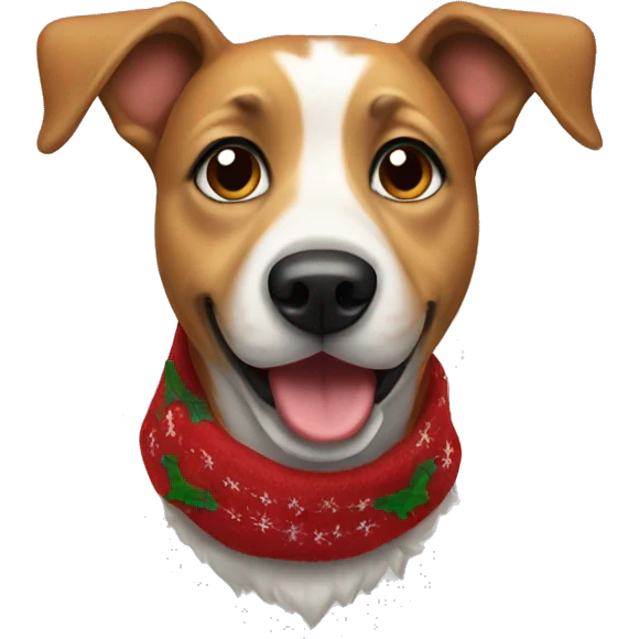 Dog wearing a Christmas scarf emoji