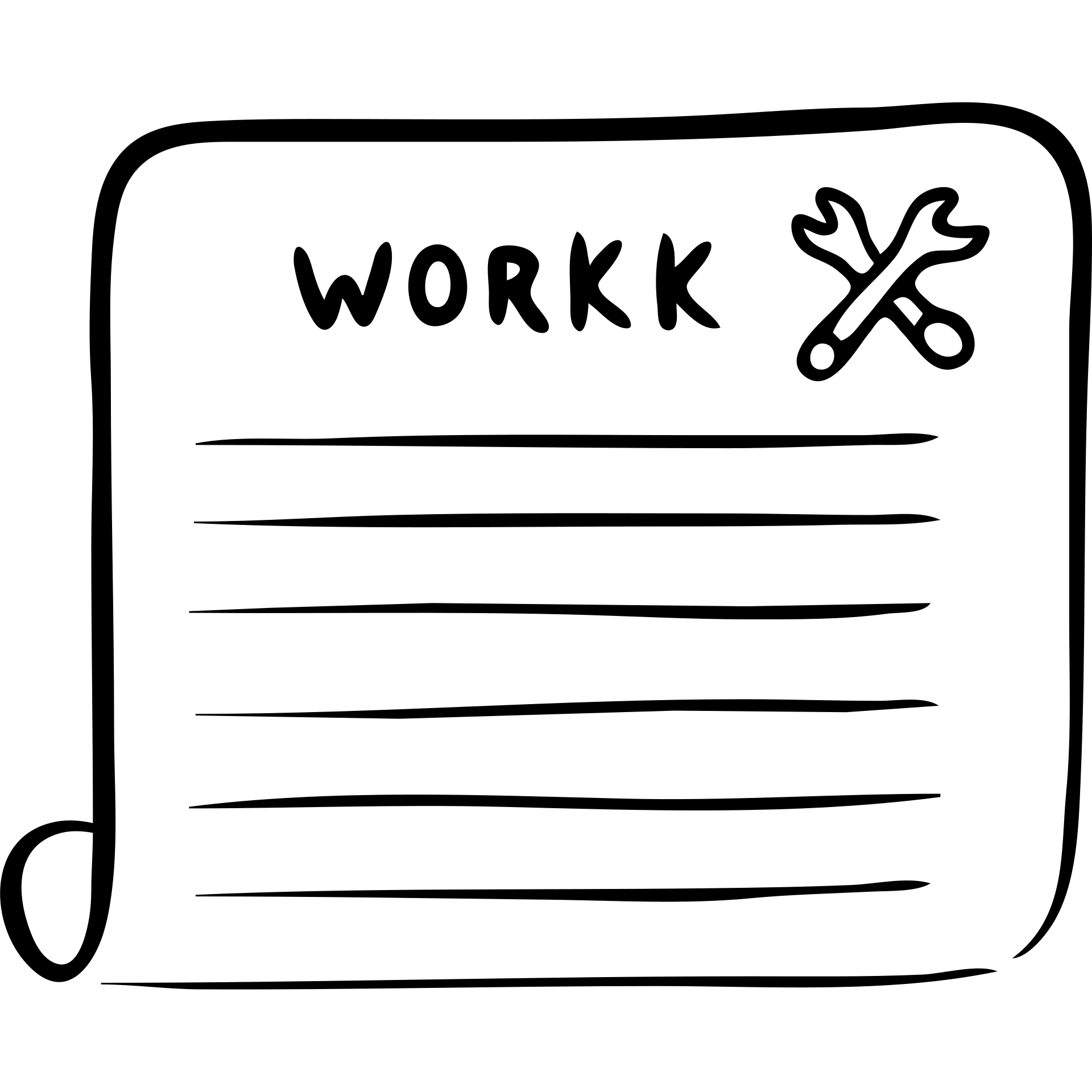 Work order form with lines for text and a wrench symbol emoji