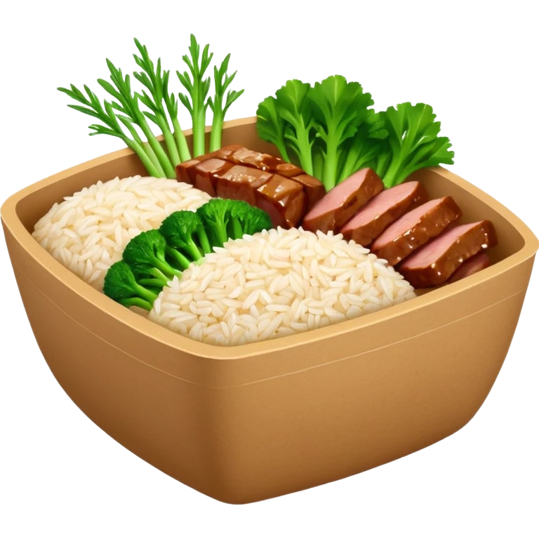 Retangular bowl made of kraft paper, 
The lunch box should be the most similar to this real one..
https://i.postimg.cc/FKcHz1tk/Screenshot-2025-11-11-alle-16-06-29.png

Can get more images of the bowl https://www.instagram.com/chefaporterbr/
Put inside food, like rice, green vegetables and meat. emoji