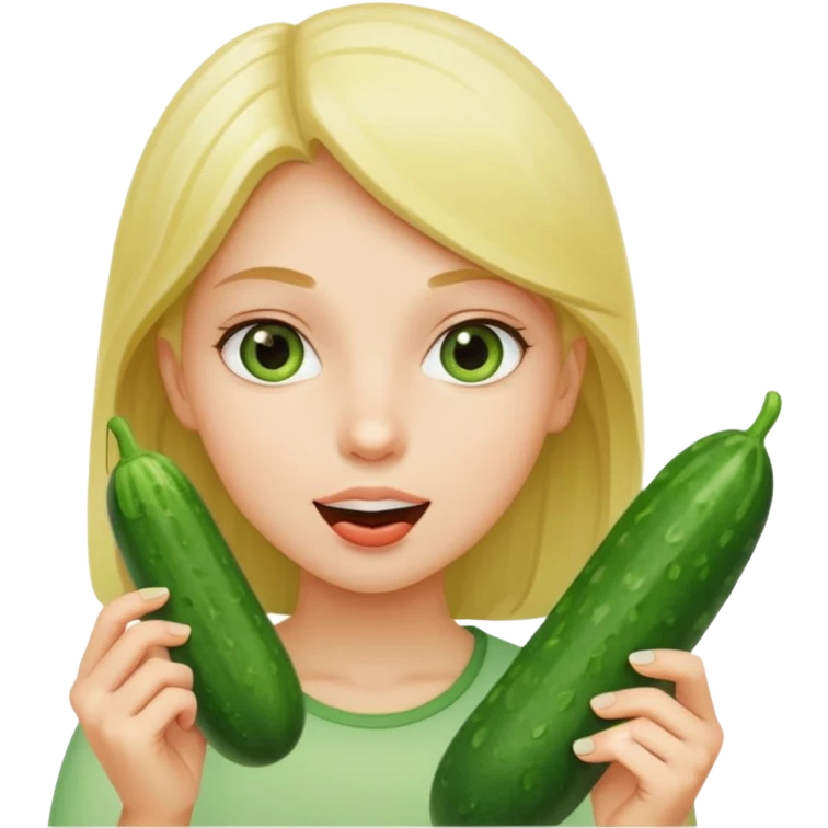 I want a girl emoji, sucking a cucumber and holding two more in her hands emoji