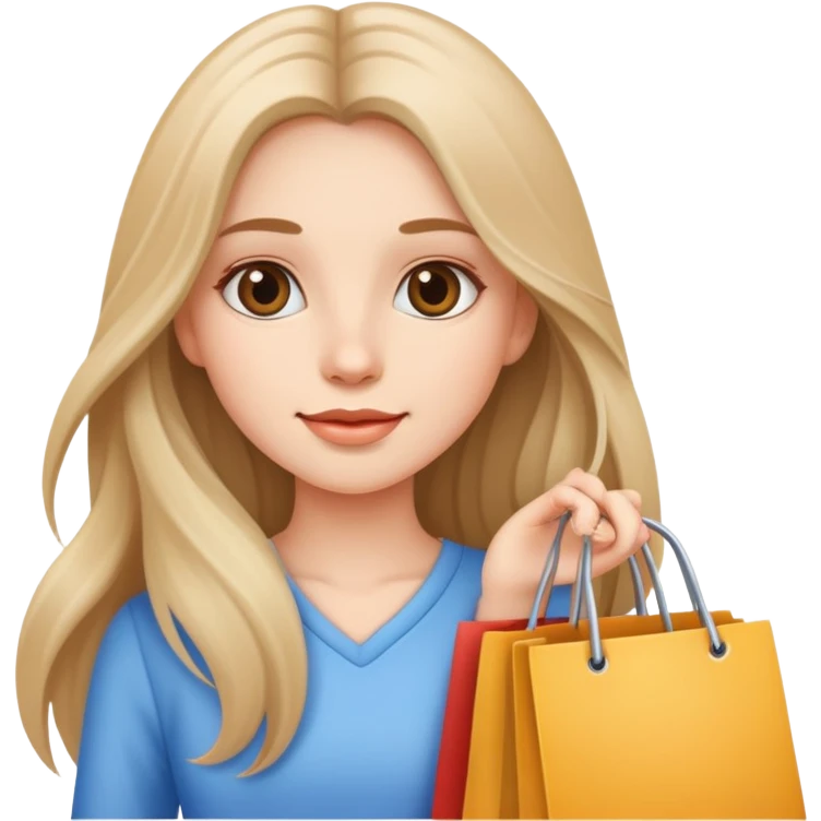 یه دختر مو بلند خوشگل که داره خرید میکنه emoji