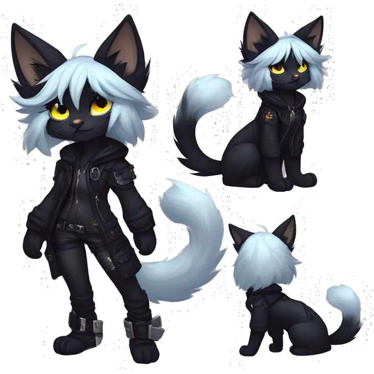 Edgy sharp anthro tomboy black cat furry by Falvie, LiLaiRa, griffsnuff, AngieWolf emoji