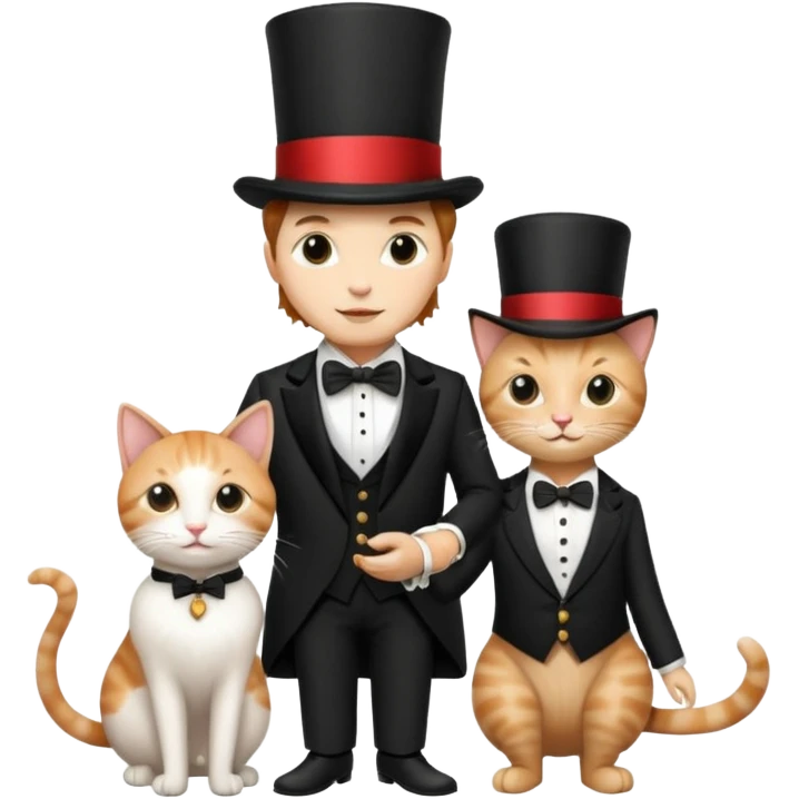 magician couple and their pet cat emoji