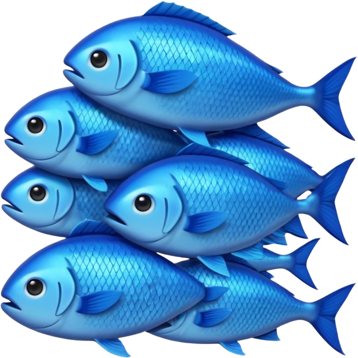 large pile of blue fish, iPhone Apple emoji style, something between 2D and 3D, variation 1 emoji