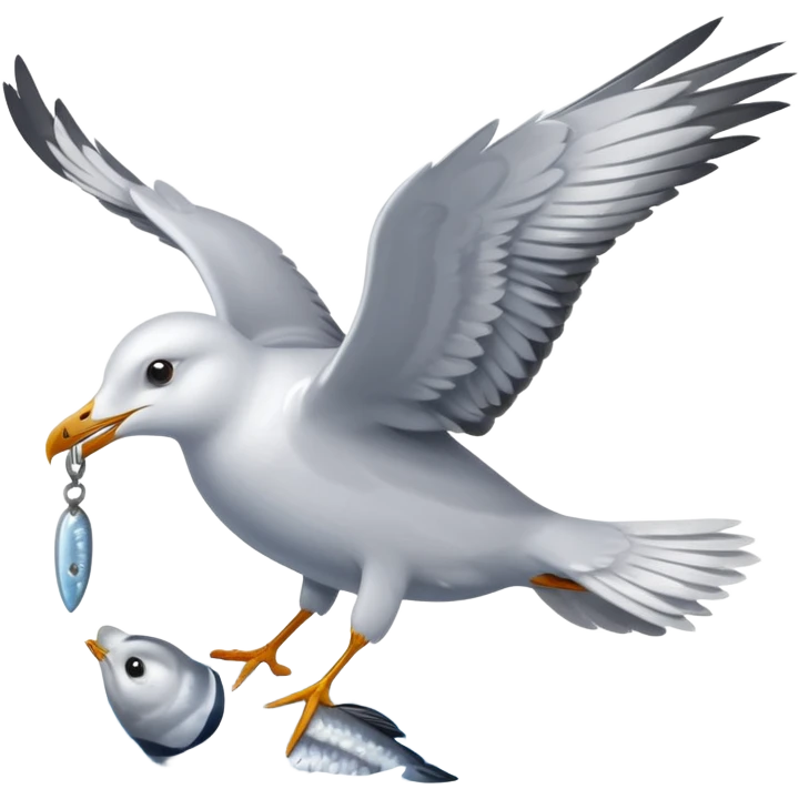 Seagull eating sardines emoji
