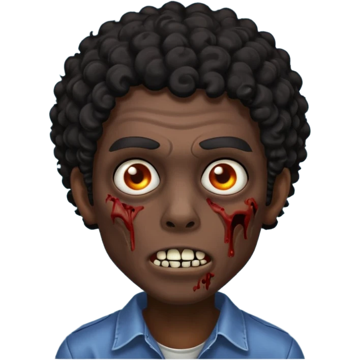 Zumbi com cabelo cacheado preto masculino zumbí  emoji