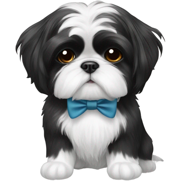 black and white shih tzu with a bow tie emoji