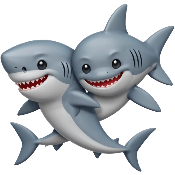 two sharks hugging, emoji style, small pixel size emoji
