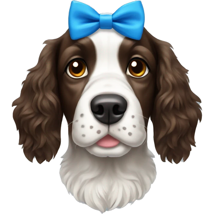 Springer spaniel with a blue bow tie emoji