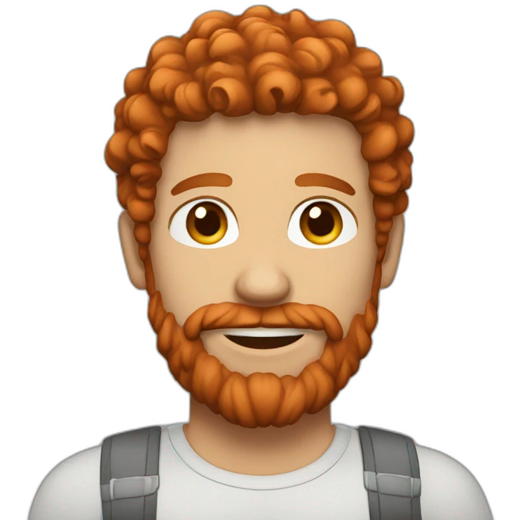 short curly red hair short beard man emoji