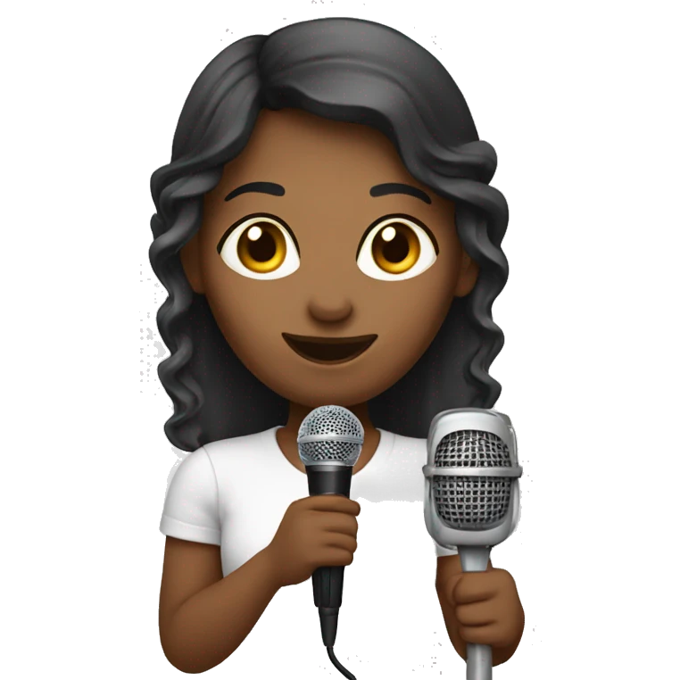 A girlhost is holding a microphone. emoji