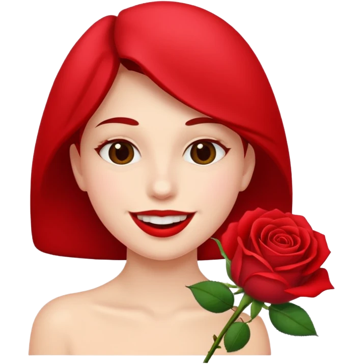 Happy face with rose in mouth emoji