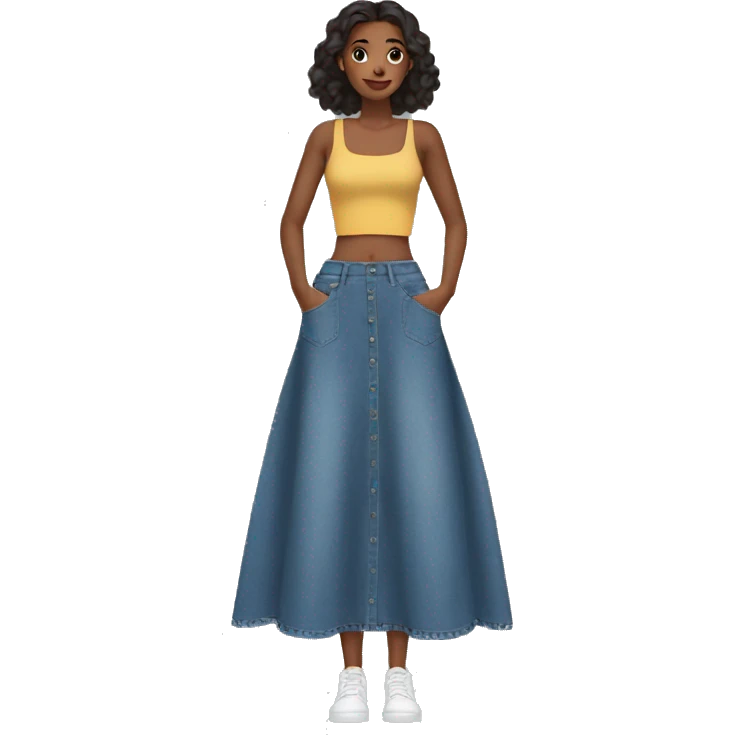 Long denim Midi skirt by itself emoji