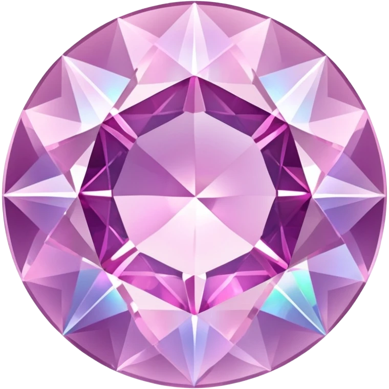 round cut light pink kunzite gemstone, faceted, with iridescent holographic shine and soft glow emoji