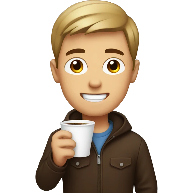 boys enjoying coffee indoors emoji