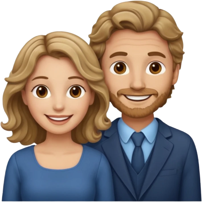 Married couple male dirty blonde hair and female brown wavy hair emoji