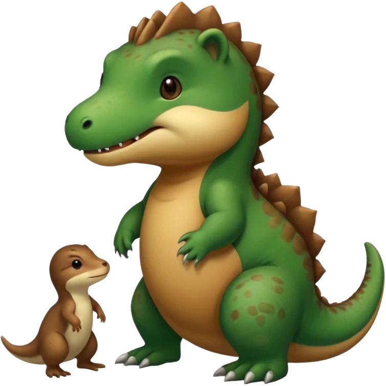 Una nutria besando un dinosaurio emoji