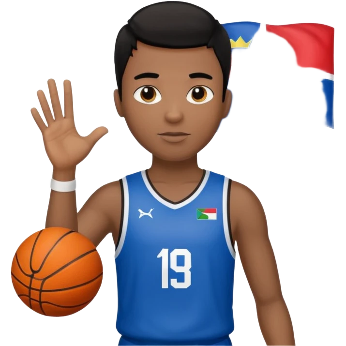 light black skin guy black hair in one hand basketball ball and in other 🇸🇮  emoji