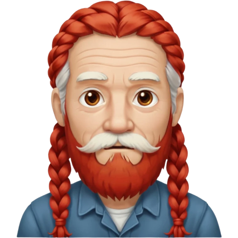 very old, white bearded and white mustached, red long haired, braided, earringed emoji