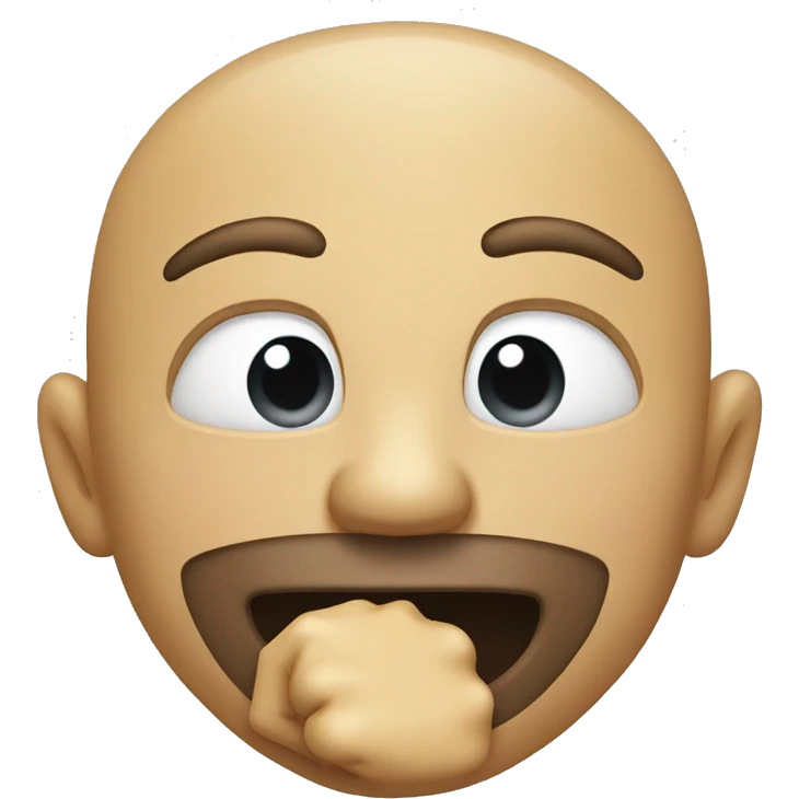 face with fist in front of mouth. men clearing his throught emoji